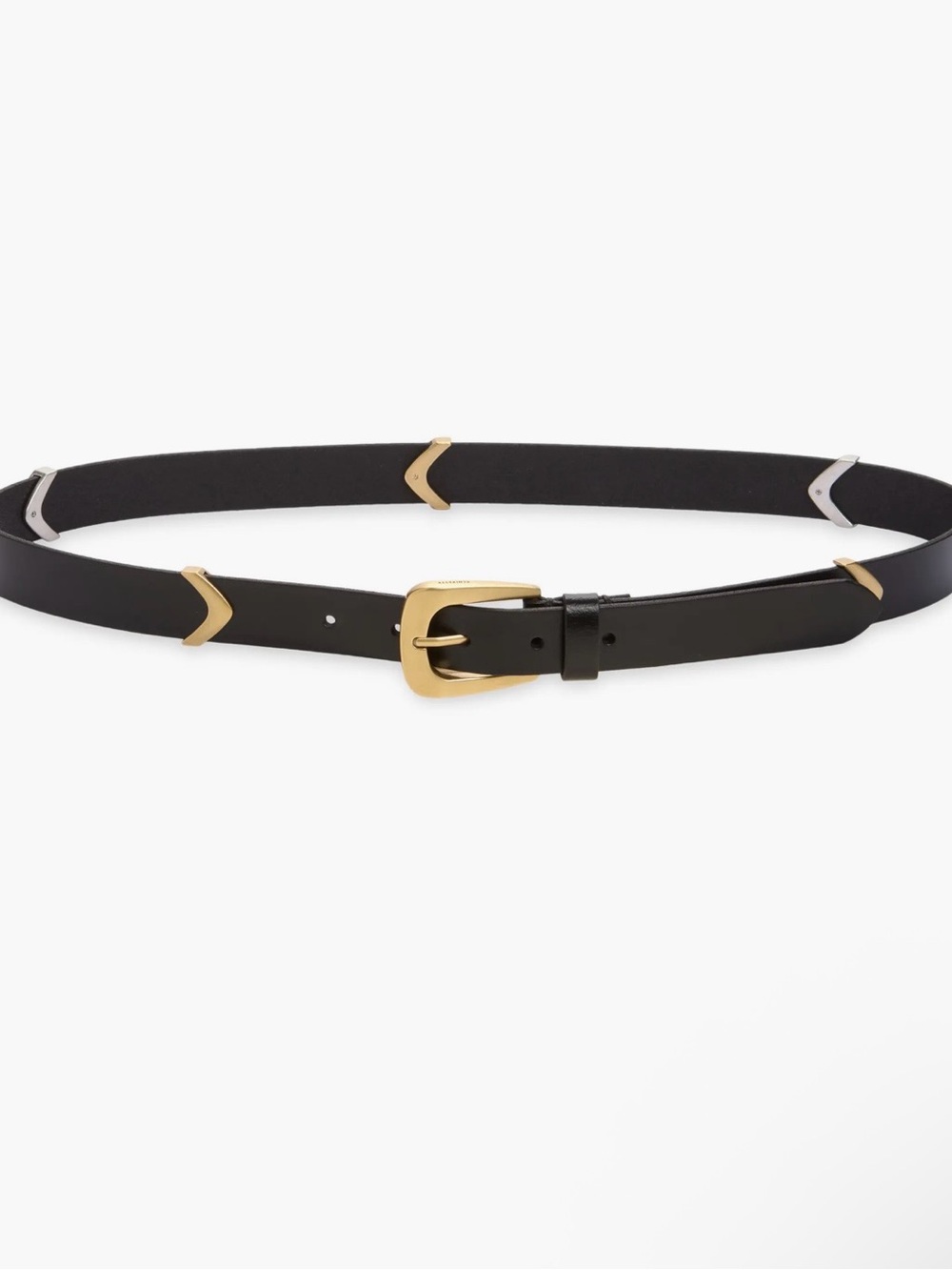 All Saints Leather Women’s Black Belt with Gold Accent